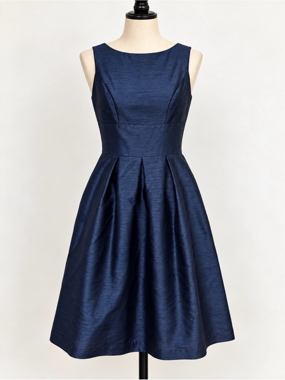 Alfred Sung Dress Size 4 Midnight Navy Fit & Flare Pleated Formal Cocktail